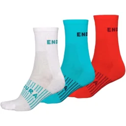 Endura Coolmax® Race Sokken (Set Van 3) - Pacific Blue/white/red
