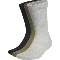Five Ten Biking Cushioned Crew Socks - 3 Pairs - Black / Medium Grey Heather / Focus Olive