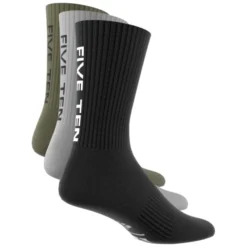 Five Ten Biking Cushioned Crew Socks - 3 Pairs - Black / Medium Grey Heather / Focus Olive -Aanbiedingen Rijwiel Kleding Winkel five ten biking cushioned crew hb6264 black medium grey heather focus olive 06 1207120