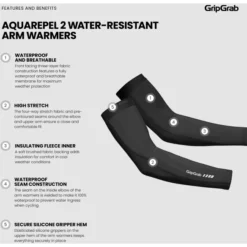 GripGrab AquaRepel 2 Waterafstotende Armwarmers - Zwart -Aanbiedingen Rijwiel Kleding Winkel gripgrab aquarepel 2 water resistant arm warmers black 11 1557827