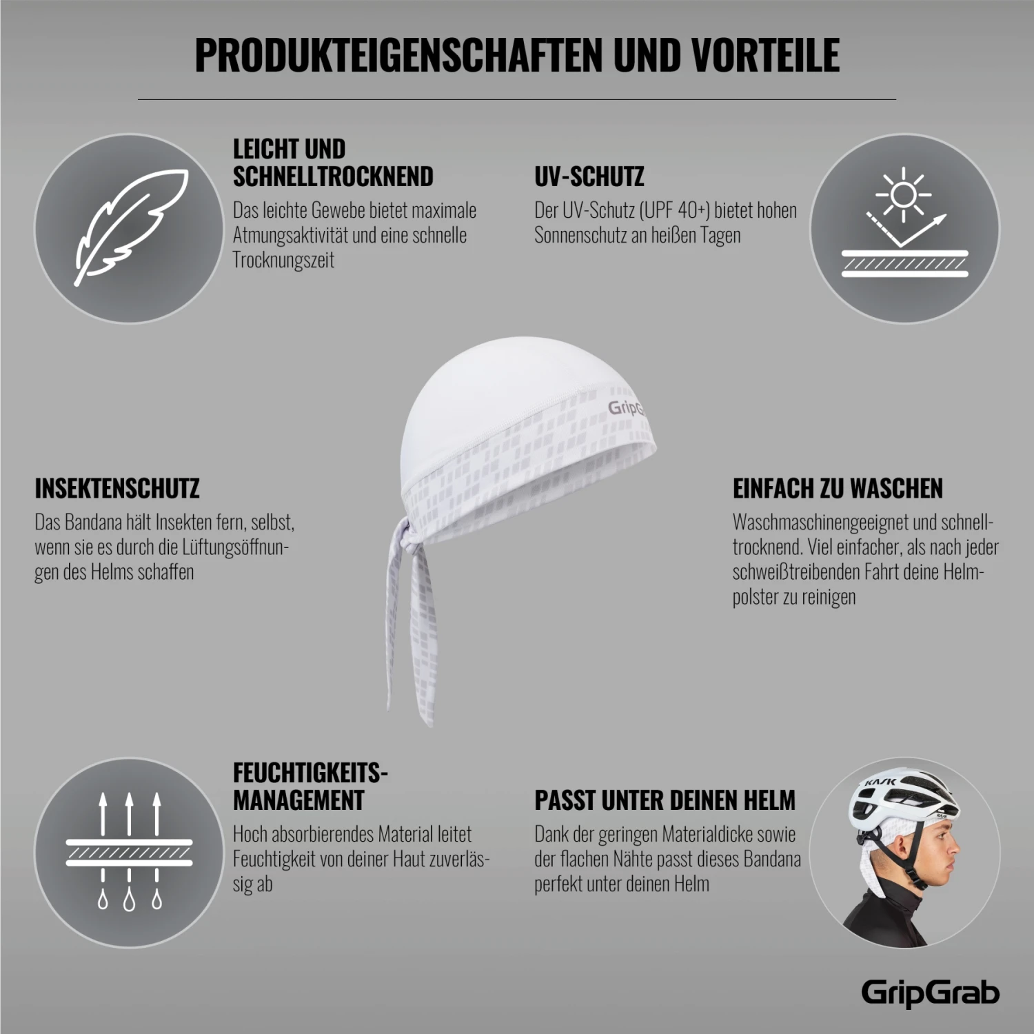 GripGrab Bandana - White 10 GripGrab Bandana - White - Afbeelding 8