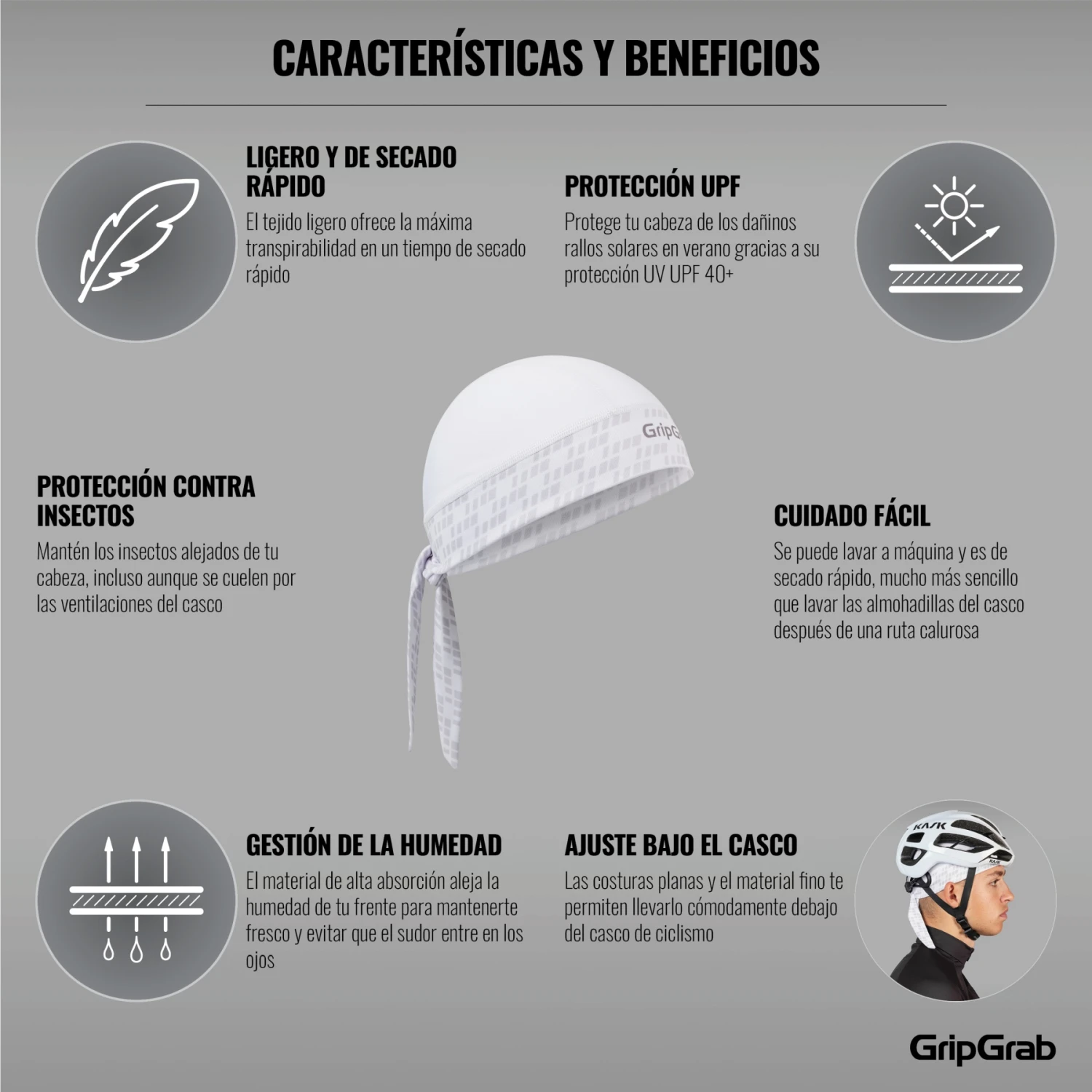 GripGrab Bandana - White 11 GripGrab Bandana - White - Afbeelding 9