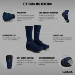 GripGrab Flandrien Waterproof Wielren Overschoenen - Navy Blue -Aanbiedingen Rijwiel Kleding Winkel gripgrab flandrien waterproof knitted road shoe covers navy blue 3 1094265