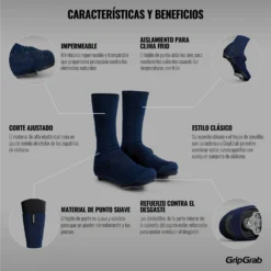 GripGrab Flandrien Waterproof Wielren Overschoenen - Navy Blue -Aanbiedingen Rijwiel Kleding Winkel gripgrab flandrien waterproof knitted road shoe covers navy blue 5 1094267