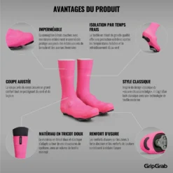 GripGrab Flandrien Waterproof Wielren Overschoenen - Pink -Aanbiedingen Rijwiel Kleding Winkel gripgrab flandrien waterproof knitted road shoe covers pink 2 1189856