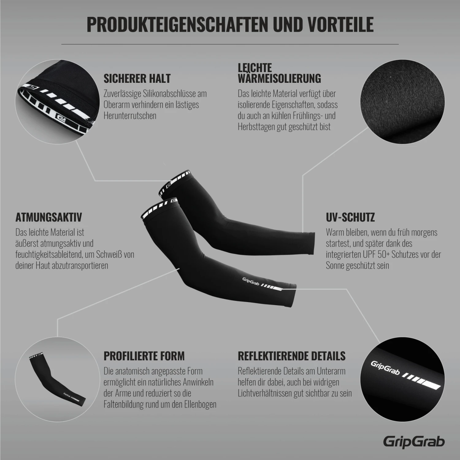 GripGrab Light Overgang Armwarmers - Black 6 GripGrab Light Overgang Armwarmers - Black - Afbeelding 4