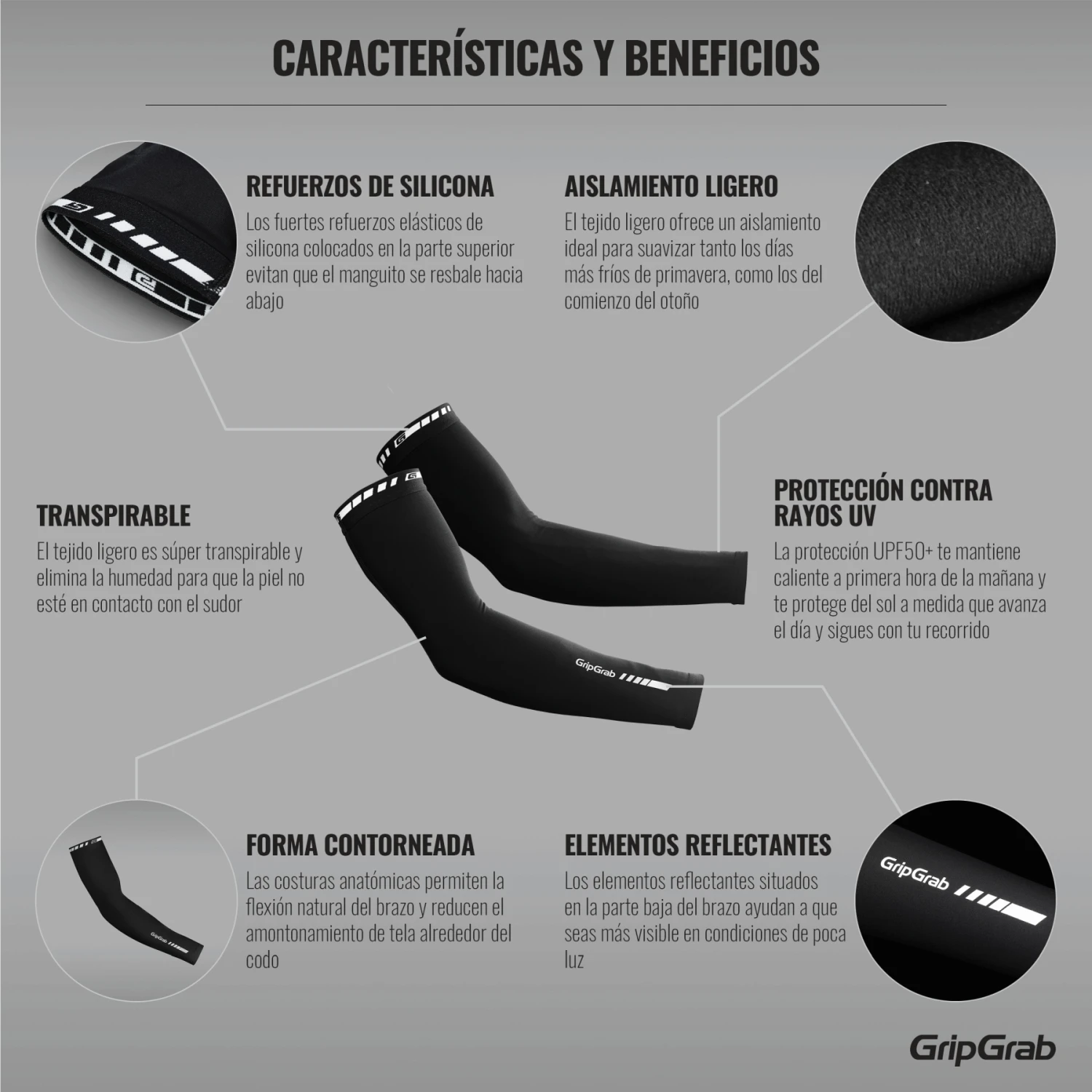 GripGrab Light Overgang Armwarmers - Black 7 GripGrab Light Overgang Armwarmers - Black - Afbeelding 5