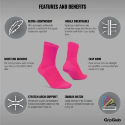 GripGrab Lightweight Airflow Sokken - Pink Hi-Vis -Aanbiedingen Rijwiel Kleding Winkel gripgrab lightweight airflow socks pink hi vis 11 1184885