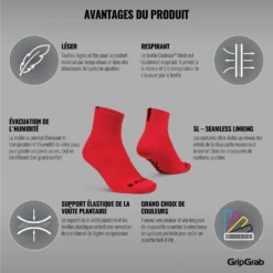 GripGrab Lightweight SL Short Sokken - Red -Aanbiedingen Rijwiel Kleding Winkel gripgrab lightweight sl short socks red 6 1198966