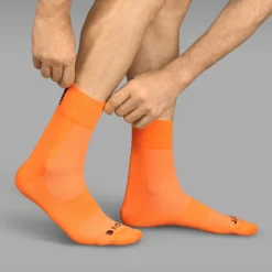 GripGrab Lightweight SL Sokken - Orange Hi-Vis -Aanbiedingen Rijwiel Kleding Winkel gripgrab lightweight sl socks orange hi vis 10 1199279