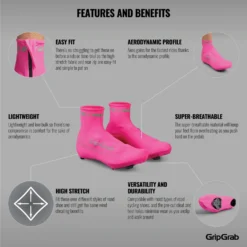 GripGrab RaceAero Hi-Vis Lichtgewicht Lycra Overschoen - Pink Hi-Vis -Aanbiedingen Rijwiel Kleding Winkel gripgrab raceaero hi vis lightweight lycra shoe cover pink hi vis 1 1200511