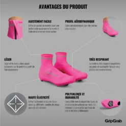 GripGrab RaceAero Hi-Vis Lichtgewicht Lycra Overschoen - Pink Hi-Vis -Aanbiedingen Rijwiel Kleding Winkel gripgrab raceaero hi vis lightweight lycra shoe cover pink hi vis 13 1200495