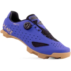 Lake MX 219-X Wide MTB Shoe - Strong Blue/gold